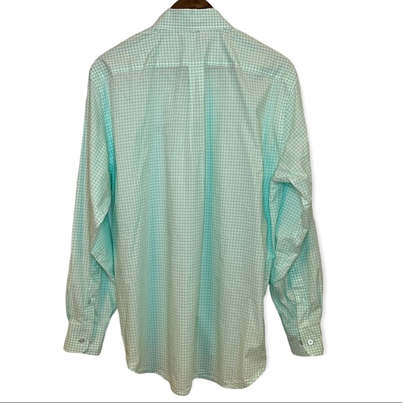 Southern Point Green Gingham Plaid Preppy Dress Shirt Embroidered Dog Sz Medium - Picture 3 of 7